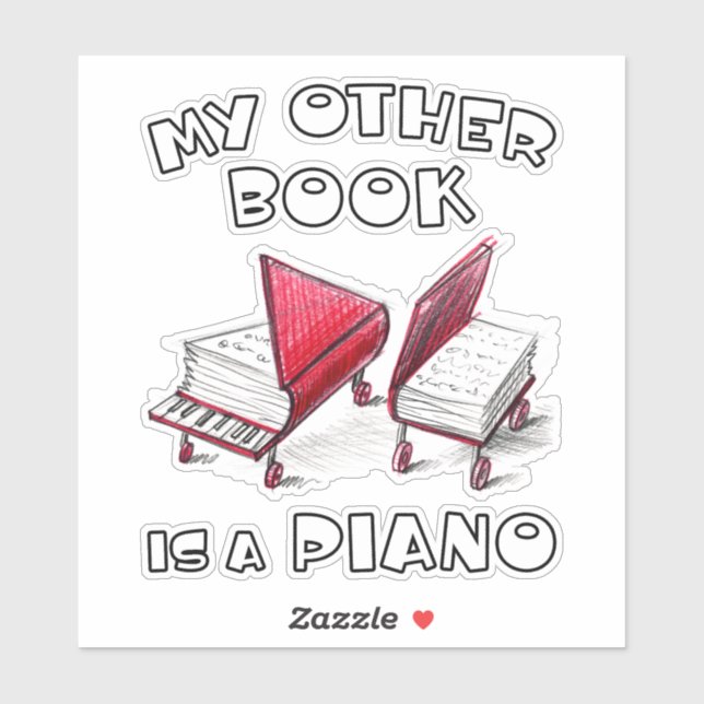 Adesivo Livro De Pianos Em Rodas Desenhado Para Lover De L (Folha)