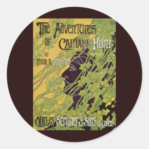 Adesivo Livro Vintage Art Nouveau, Capitão Horn Adventures