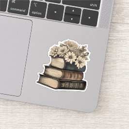 Adesivo Livros Antigos e Flores à Prova de Água