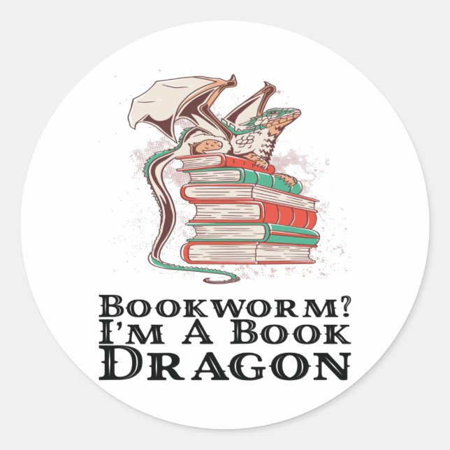 Adesivo Livros - Bookworm? Eu sou um Dragão de Livro (Frente)