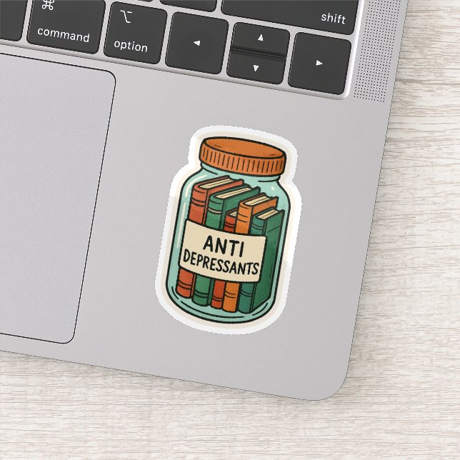 Adesivo Livros como Jar de Antidepressivos  (Detalhe)