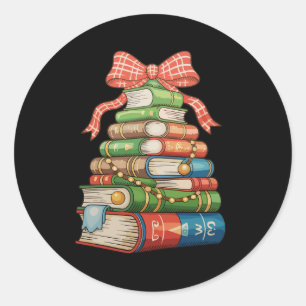 Adesivo Livros de árvore de Natal Leitura Bibliotecário Pr