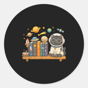 Adesivo Livros de gato kawaii astronauta espaço fofo