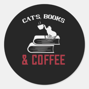 Adesivo Livros de gatos e café