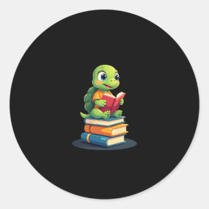 Adesivo Livros De Leitura De Tartarugas Adoráveis (1)