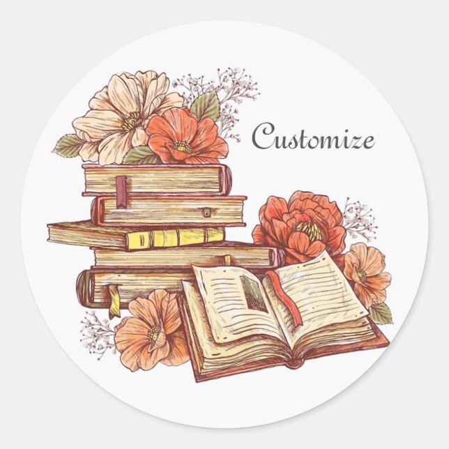 Adesivo Livros E Flores (Frente)