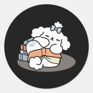 Adesivo Livros e Latidos - Design de Leitura de Cachorro S