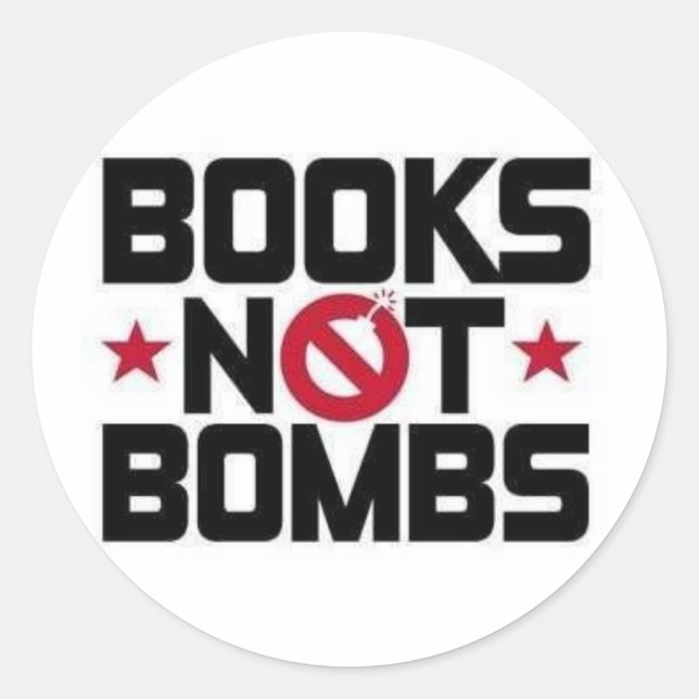 Adesivo livros não bombas (Frente)