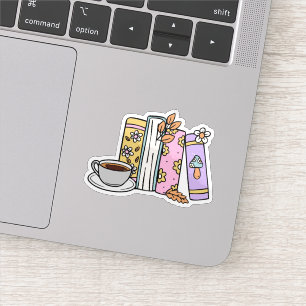 Adesivo Livros Retro e Café Impermeável
