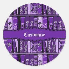 Adesivo Livros Roxos Prateleiras Livros Vintage