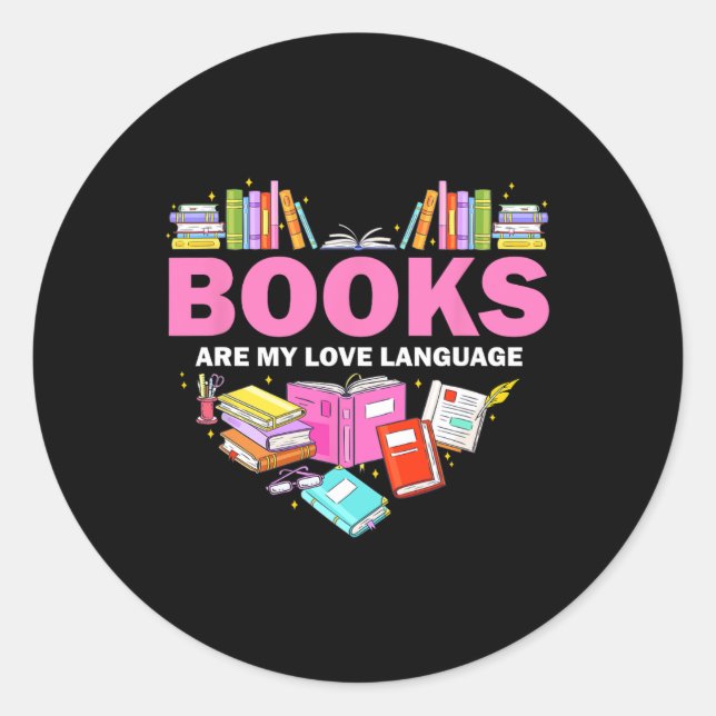 Adesivo Livros São Minha Linguagem De Amor Lendo Bibliotec (Frente)