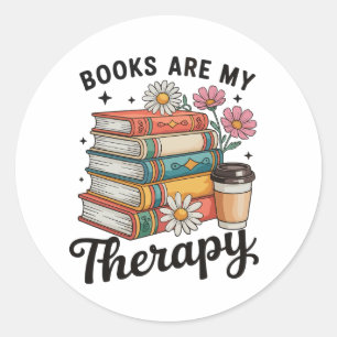 Adesivo Livros São Minha Terapia Floral Retro Amante da Le