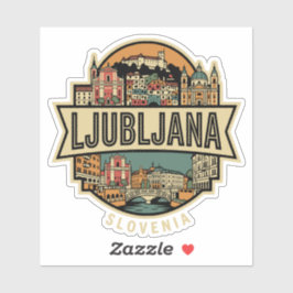 Adesivo Ljubljana Slovenia Skyline Vintage Travel Badge 