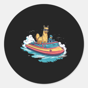 Adesivo Llama Alpaca Em Um Barco De Design De Barco