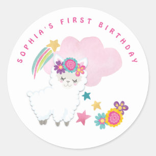 Adesivo Llama branco-claro Nome Festa de aniversário bran