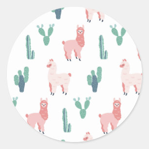 Adesivo Llama Cactus Cute Animal Cute Padrão Engraçado