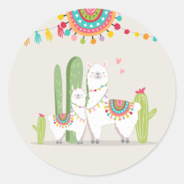 Adesivo Llama Chá de fraldas Alpaca Fiesta Mexicano Cactus