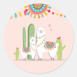 Adesivo Llama Chá de fraldas Alpaca Fiesta Mexicano Cactus