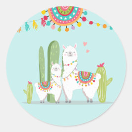 Adesivo Llama Chá de fraldas Alpaca Fiesta Mexicano Cactus