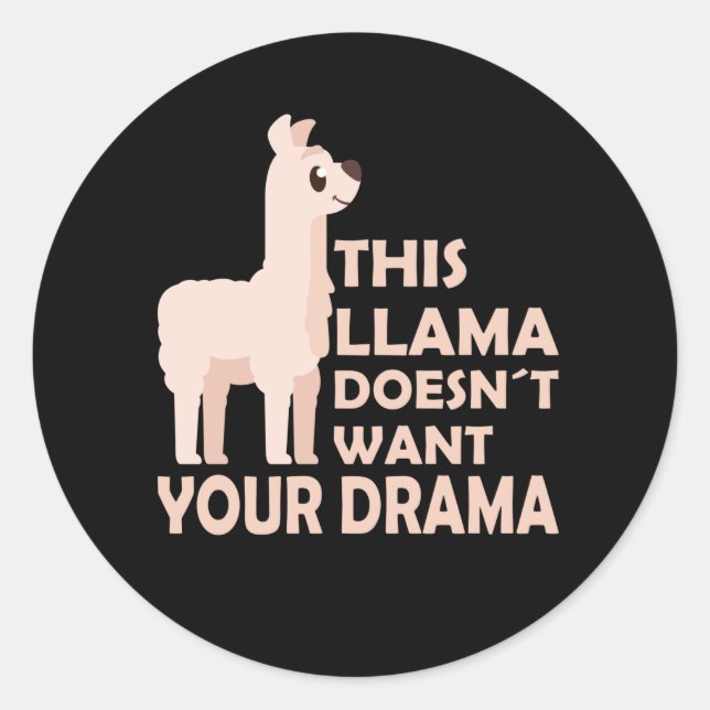 Adesivo Llama Drama Funny Sayings Bons Animais Lhamas (Frente)
