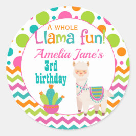 Adesivo Llama Festa de aniversário Rosa