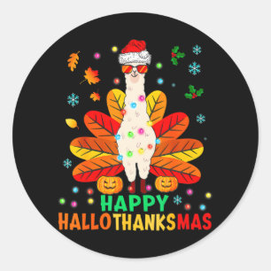 Adesivo Llama Happy Hallothanksmas Turkey Pumpkin