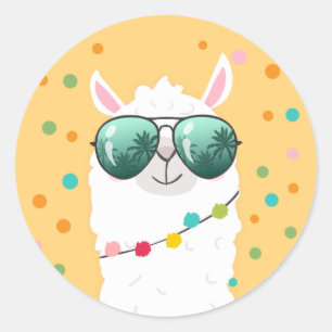 Adesivo Llama Rama Sticker Cupcake Topper Fiesta Alpaca