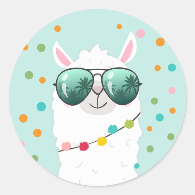 Adesivo Llama Rama Sticker Cupcake Topper Fiesta Alpaca (Frente)