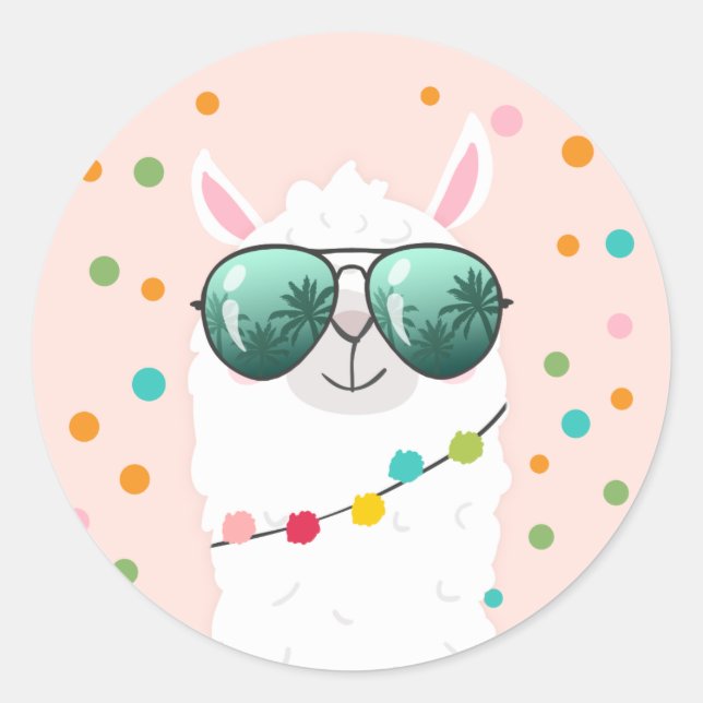 Adesivo Llama Rama Sticker Cupcake Topper Fiesta Alpaca (Frente)
