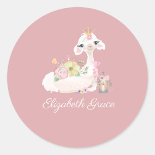 Adesivo Llama Rosa e Branco com Flores Feminino
