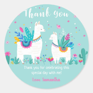Adesivo Llama Round Favor Sticker