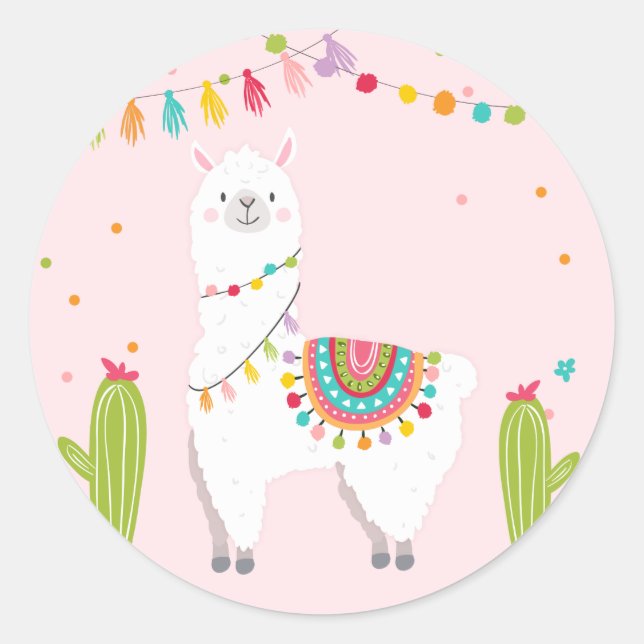 Adesivo Llama Sticker Llama aniversário Alpaca Fiesta Mexi (Frente)