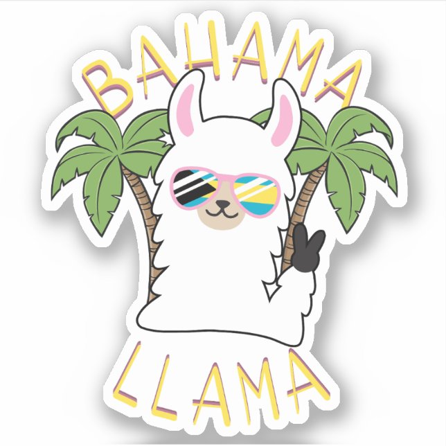 Adesivo Llama Vacation Bahamas Sticker Cruise Bahamian (Frente)