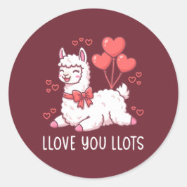 Adesivo Llove You Llots - Kawaii Llama Valentine