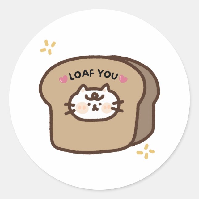 Adesivo Loaf You Bonito Gato Lover e Namorados Engraçados (Frente)