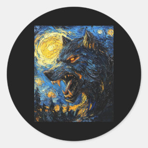 Adesivo Lobisomem Lobo - Estilo Van Gogh - Starry Nig