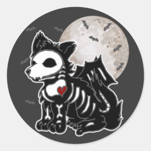 Adesivo Lobo Anime Emo Gótico Esqueleto Halloween Cachorro