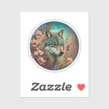 Lobo Colorido Com Flores