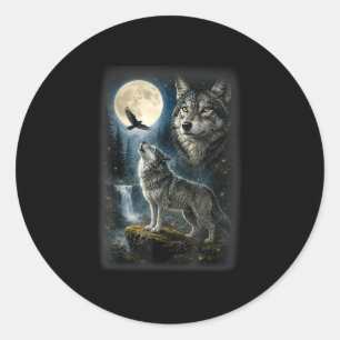 Adesivo Lobo da natureza floresta árvores lobos animal sel