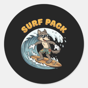 Adesivo Lobo de Surf Vintage Pacote de Surf Ondas do Ocean