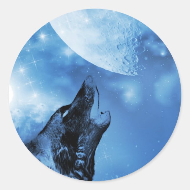 Adesivo Lobo fantasma uivando na lua (Frente)
