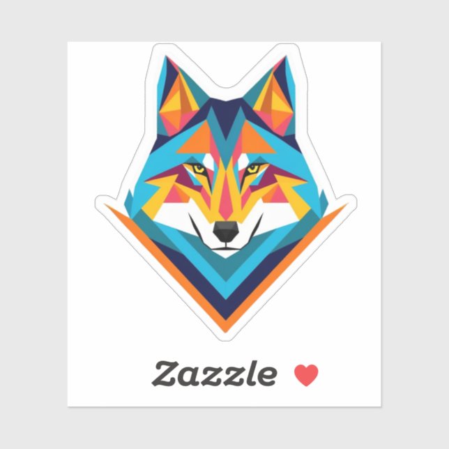 Adesivo Lobo geométrico (Folha)