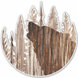 Adesivo Lobo-guindaste na madeira texturizada