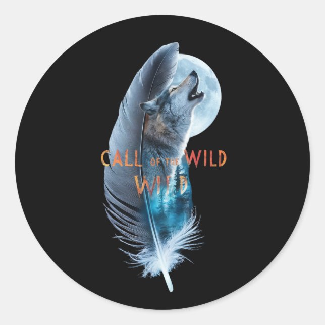 Adesivo Lobo na ponta que uivava até à lua (2) (Frente)