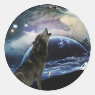 Adesivo Lobo que urra na lua