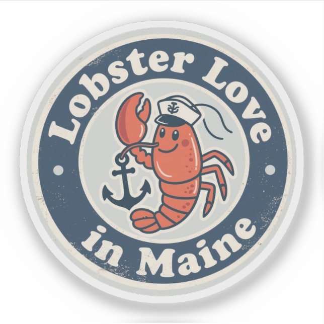 Adesivo Lobster Love_ Maine Maritime Trabalho de arte (Frente)