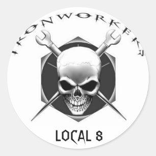 Adesivo Local 8 do CRÂNIO do IRONWORKER