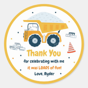Adesivo Local de Construção Dump Truck Digger Birthday F