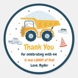Adesivo Local de Construção Dump Truck Digger Birthday Fav
