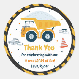 Adesivo Local de Construção Dump Truck Digger Birthday Fav